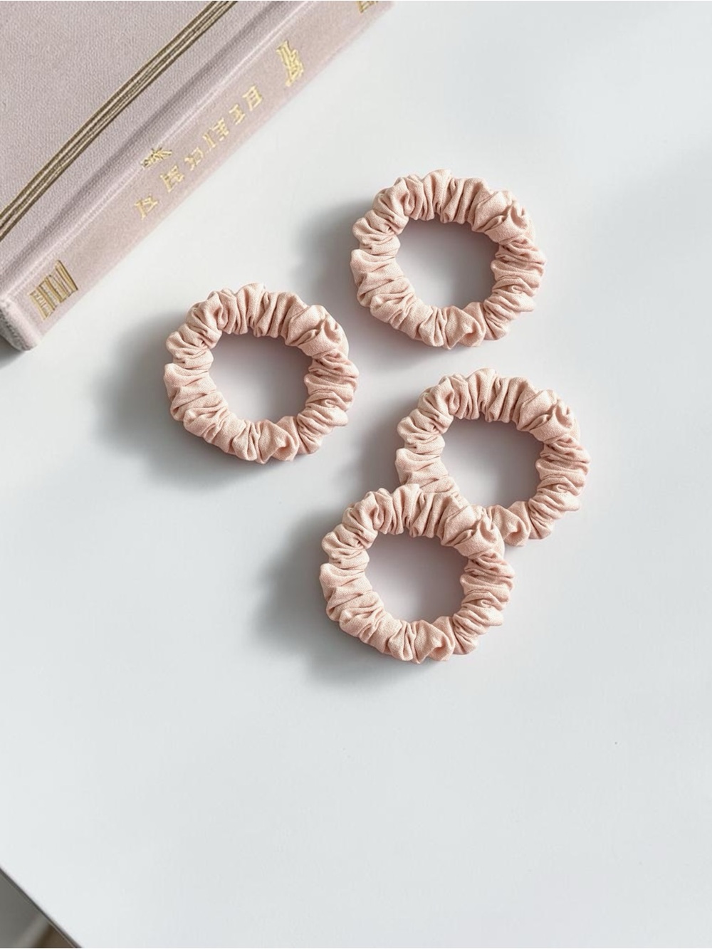 Soft Pale Pink Women's Scrunchie Hair Ties - Set of 4